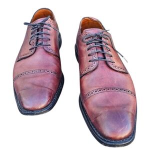 Allen‎ Edmonds Yorktown 10.5 D Brown Leather Oxford Almond Toe Dress Shoes Lace